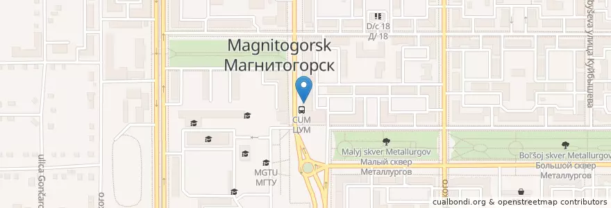 Mapa de ubicacion de Sergey'S пицца en Russland, Föderationskreis Ural, Oblast Tscheljabinsk, Магнитогорский Городской Округ.