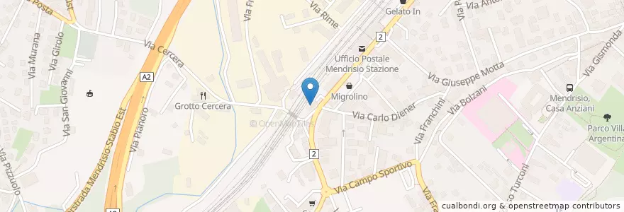 Mapa de ubicacion de Centro Giovani Mendrisio en سويسرا, Ticino, Distretto Di Mendrisio, Circolo Di Mendrisio, Mendrisio.