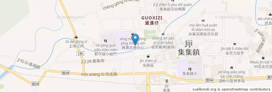 Mapa de ubicacion de 土地公廟 en تايوان, مقاطعة تايوان, مقاطعة نانتو, 集集鎮.