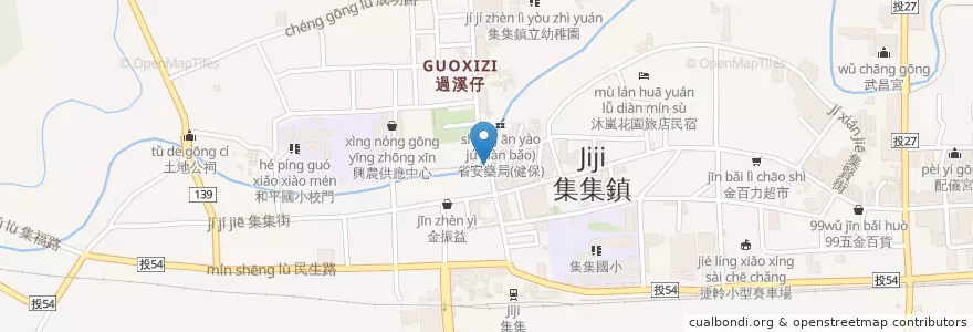 Mapa de ubicacion de 土地公廟 en Taiwán, Provincia De Taiwán, Condado De Nantou, 集集鎮.