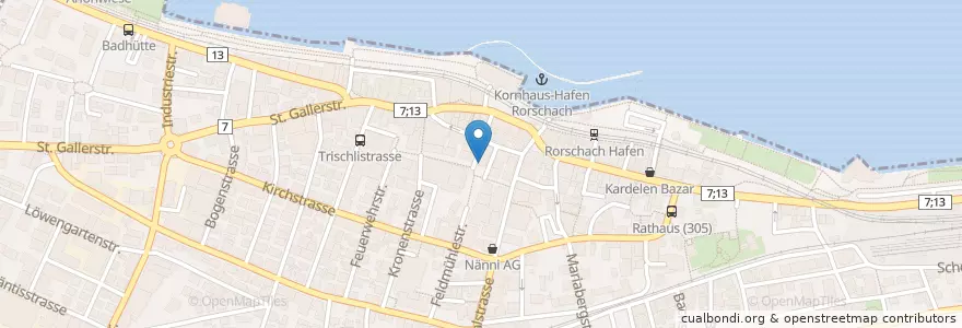 Mapa de ubicacion de Restaurant Pizzeria Münzhof en Suíça, Sankt Gallen, Wahlkreis Rorschach, Rorschach.