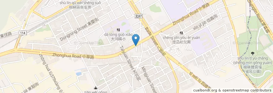 Mapa de ubicacion de 四海豆漿大王 en تایوان, 新北市, 樹林區.