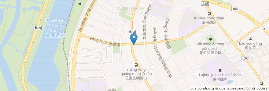 Mapa de ubicacion de 星巴克咖啡 en تایوان, 新北市, 蘆洲區, 五股區.