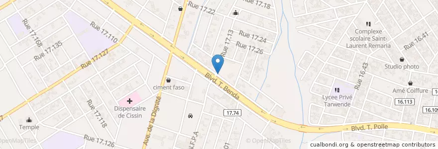 Mapa de ubicacion de Église AD de poedogo en ブルキナファソ, Centre, Kadiogo, ワガドゥグー.