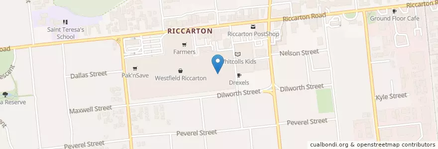Mapa de ubicacion de Hoyts Cinema en 新西兰, Canterbury, Christchurch City, Halswell-Hornby-Riccarton Community.