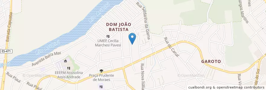 Mapa de ubicacion de Unidade de Saúde de Dom João Batista en برزیل, منطقه جنوب شرقی برزیل, اسپیریتو سانتو, Região Geográfica Intermediária De Vitória, Região Metropolitana Da Grande Vitória, Vila Velha, Microrregião Vitória.