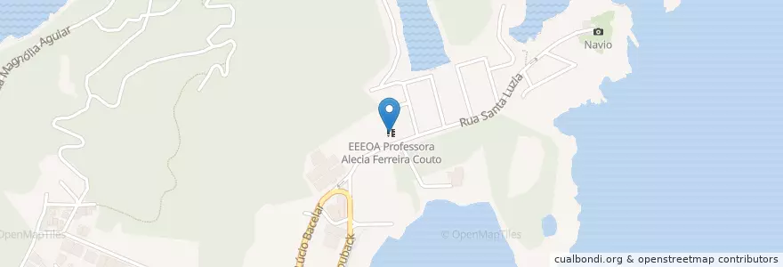 Mapa de ubicacion de Professora Alecia Ferreira Couto en 巴西, 东南部, 圣埃斯皮里图, 韦利亚镇, Região Metropolitana Da Grande Vitória, Microrregião Vitória.
