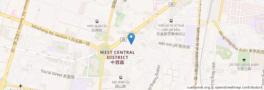Mapa de ubicacion de 全心藥局 en 臺灣, 臺南市, 中西區.