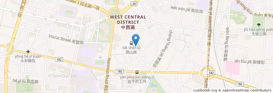 Mapa de ubicacion de 橘井藥局 en Taiwán, 臺南市, 中西區.