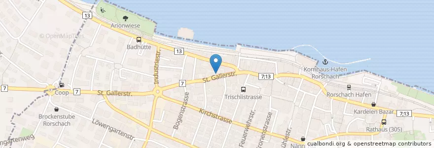 Mapa de ubicacion de Baja Beach Bar en 스위스, Sankt Gallen, Wahlkreis Rorschach, Rorschach.