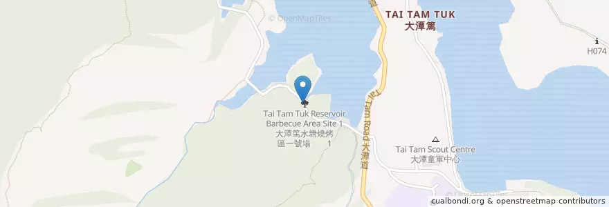 Mapa de ubicacion de 大潭篤水塘燒烤區一號場 Tai Tam Tuk Reservoir Barbecue Area Site 1 en 中国, 广东省, 香港 Hong Kong, 香港島 Hong Kong Island, 新界 New Territories, 南區 Southern District.