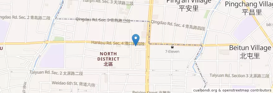 Mapa de ubicacion de 展弘耳鼻喉科 en Tayvan, Taichung, 北屯區, 北區.