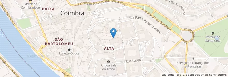 Mapa de ubicacion de Casa Pinto en 포르투갈, Centro, Baixo Mondego, Coimbra, Coimbra, Sé Nova, Santa Cruz, Almedina E São Bartolomeu.