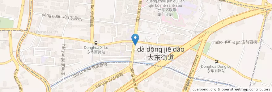 Mapa de ubicacion de 华仁大药房 en China, Guangdong, 广州市, 越秀区, 大东街道.