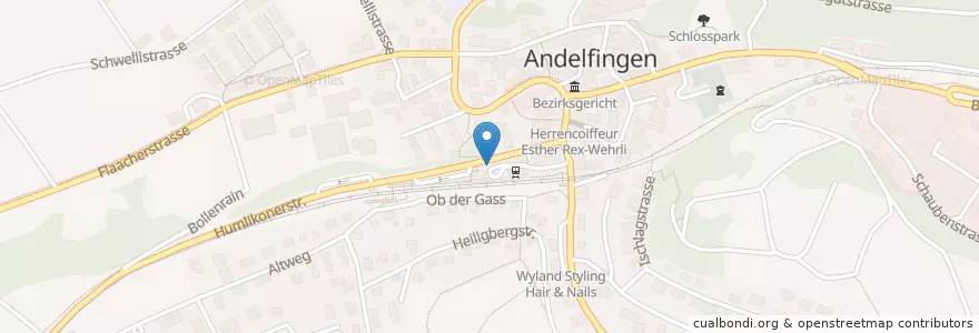 Mapa de ubicacion de Andelfingen Bahnhof en 스위스, 취리히, Bezirk Andelfingen, Andelfingen.