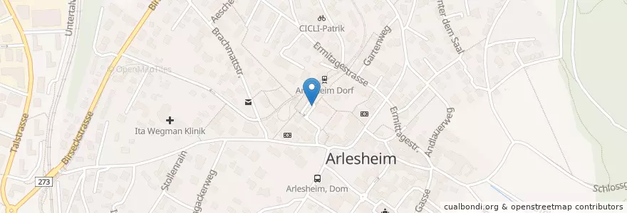 Mapa de ubicacion de Arlesheim Postplatz en Suíça, Basel-Landschaft, Bezirk Arlesheim, Arlesheim.