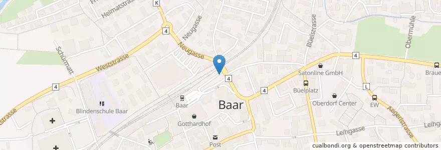Mapa de ubicacion de Baar Bahnhof en Suisse, Zoug, Baar.