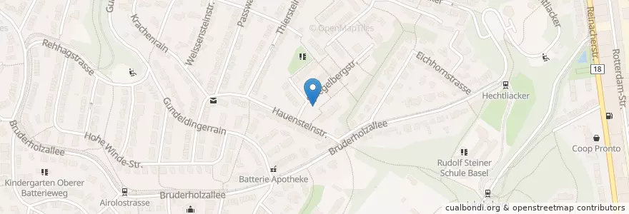 Mapa de ubicacion de Basel Bruderholz / Hauensteinstrasse en 스위스, Basel-Stadt, Basel.