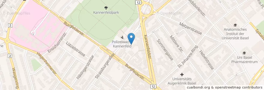 Mapa de ubicacion de Basel Kannenfeldpark en Svizzera, Basilea Città, Basel.