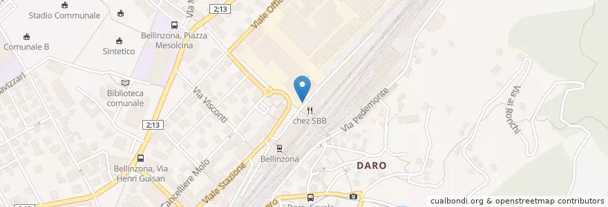 Mapa de ubicacion de Bellinzona Stazione en Suiza, Tesino, Distretto Di Bellinzona, Circolo Di Bellinzona, Bellinzona.