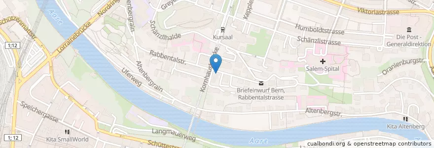 Mapa de ubicacion de Bern Altenberg / Rabbentalstrasse en Schweiz/Suisse/Svizzera/Svizra, Bern/Berne, Verwaltungsregion Bern-Mittelland, Verwaltungskreis Bern-Mittelland, Bern.