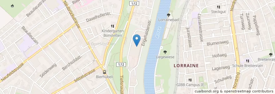 Mapa de ubicacion de Bern Engehalde / Die Post en Switzerland, Bern, Verwaltungsregion Bern-Mittelland, Verwaltungskreis Bern-Mittelland, Bern.