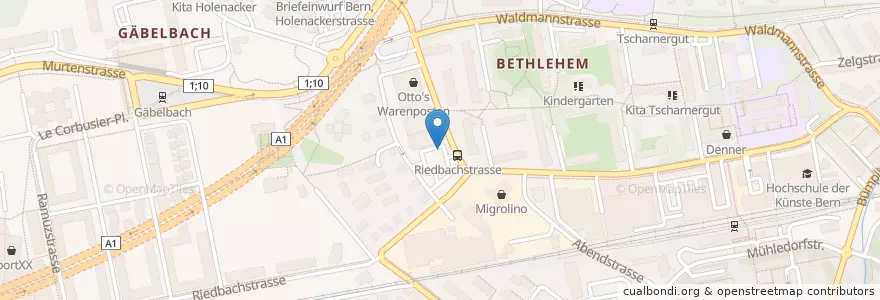 Mapa de ubicacion de Bern Migros Bethlehem en Schweiz/Suisse/Svizzera/Svizra, Bern/Berne, Verwaltungsregion Bern-Mittelland, Verwaltungskreis Bern-Mittelland, Bern.
