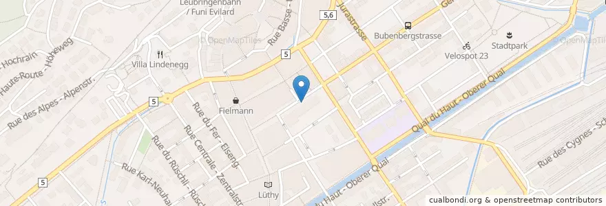 Mapa de ubicacion de Biel/Bienne General Dufourstrasse / Rue Général-Dufour en Schweiz/Suisse/Svizzera/Svizra, Bern/Berne, Verwaltungsregion Seeland, Verwaltungskreis Biel/Bienne, Biel/Bienne.