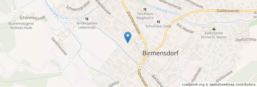 Mapa de ubicacion de Birmensdorf (ZH) Zentrum en Schweiz/Suisse/Svizzera/Svizra, Zürich, Bezirk Dietikon, Birmensdorf (Zh).
