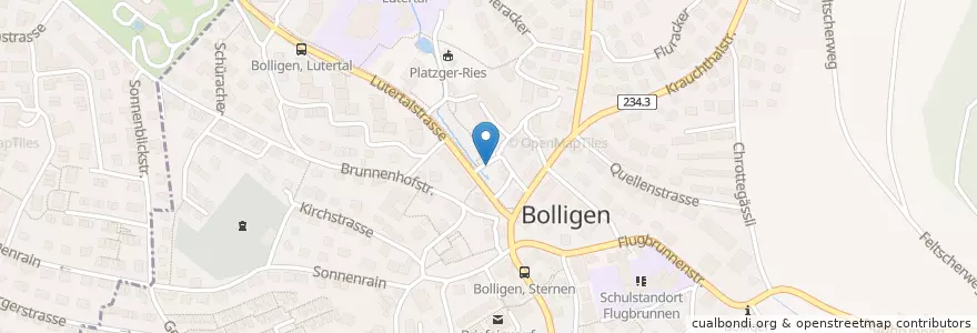 Mapa de ubicacion de Bolligen Dorf en سويسرا, برن, Verwaltungsregion Bern-Mittelland, Verwaltungskreis Bern-Mittelland, Bolligen.