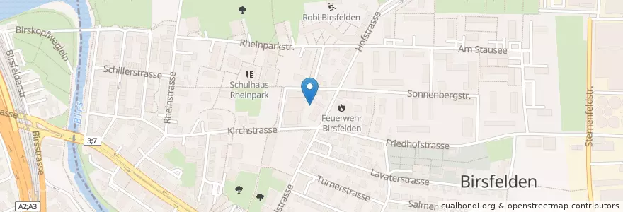 Mapa de ubicacion de Birsfelden Hofstrasse en Швейцария, Арлесхайм, Basel, Birsfelden.