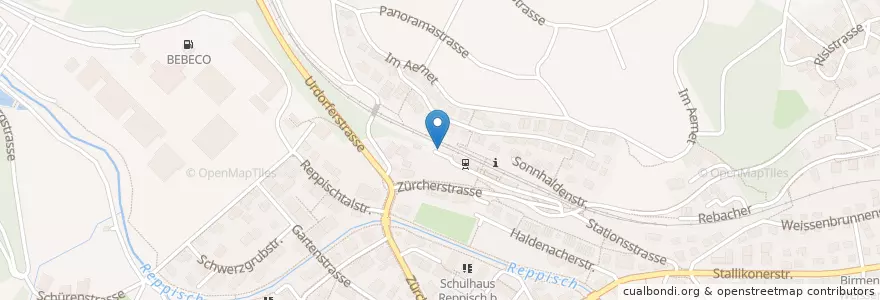 Mapa de ubicacion de Birmensdorf (ZH) Bahnhof en Schweiz/Suisse/Svizzera/Svizra, Zürich, Bezirk Dietikon, Birmensdorf (Zh).