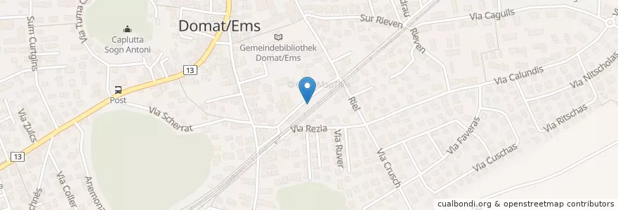 Mapa de ubicacion de Domat / Ems Bahnhof en 瑞士, Graubünden/Grigioni/Grischun, Imboden, Domat/Ems.