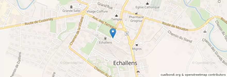 Mapa de ubicacion de Echallens Gare en سويسرا, فود, District Du Gros-De-Vaud, Echallens.