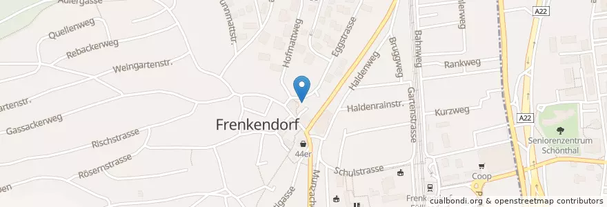 Mapa de ubicacion de Frenkendorf Dorfplatz en Switzerland, Basel-Landschaft, Bezirk Liestal, Frenkendorf.