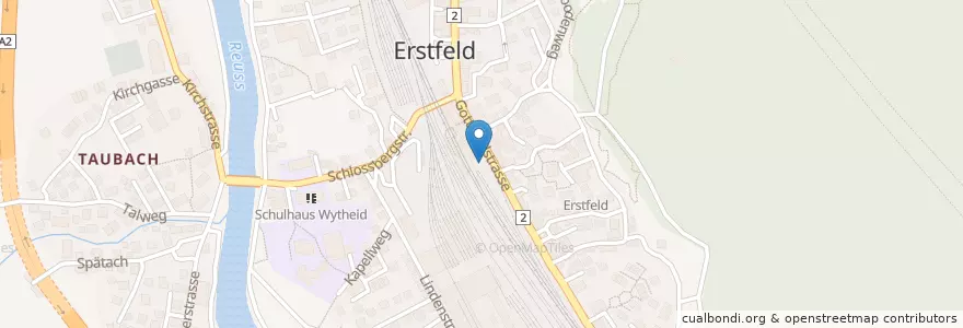 Mapa de ubicacion de Erstfeld Bahnhof en Schweiz/Suisse/Svizzera/Svizra, Uri, Erstfeld.