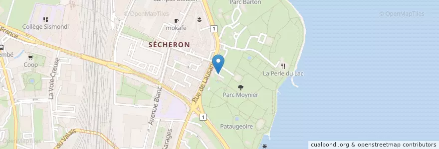 Mapa de ubicacion de Genève Sécheron / Parking La Perle du Lac en Швейцария, Женева, Женева, Genève.
