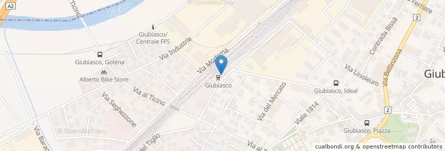 Mapa de ubicacion de Giubiasco Stazione en スイス, ティチーノ州, Distretto Di Bellinzona, Circolo Di Bellinzona, Bellinzona.