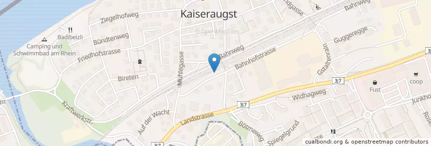 Mapa de ubicacion de Kaiseraugst Bahnhof en Zwitserland, Aargau, Bezirk Rheinfelden, Kaiseraugst.