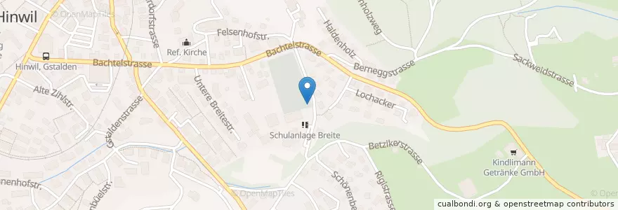 Mapa de ubicacion de Hinwil Breite en Svizzera, Zurigo, Bezirk Hinwil, Hinwil.