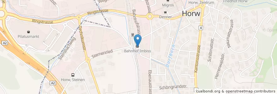 Mapa de ubicacion de Horw Bahnhof en Switzerland, Luzern, Horw.