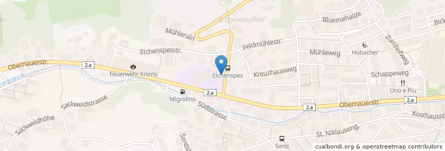 Mapa de ubicacion de Kriens Feldmühle en Schweiz/Suisse/Svizzera/Svizra, Luzern, Kriens.