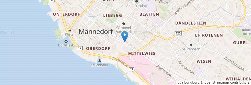 Mapa de ubicacion de Männedorf Bahnhof en 瑞士, 蘇黎世, Bezirk Meilen, Männedorf.