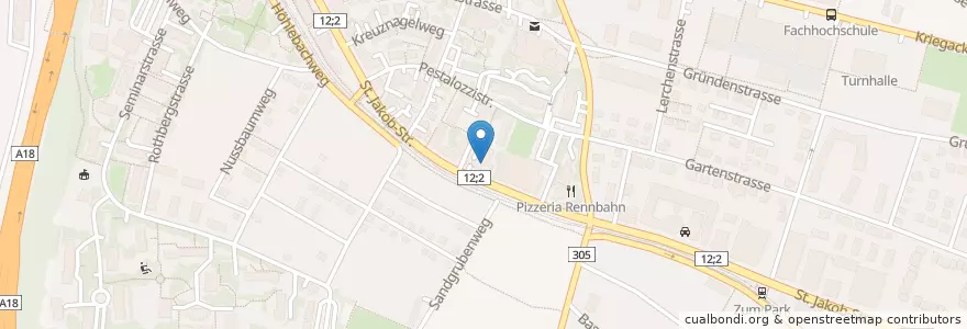 Mapa de ubicacion de Muttenz St. Jakobsstrasse en Suiza, Basilea-Campiña, Bezirk Arlesheim, Muttenz.