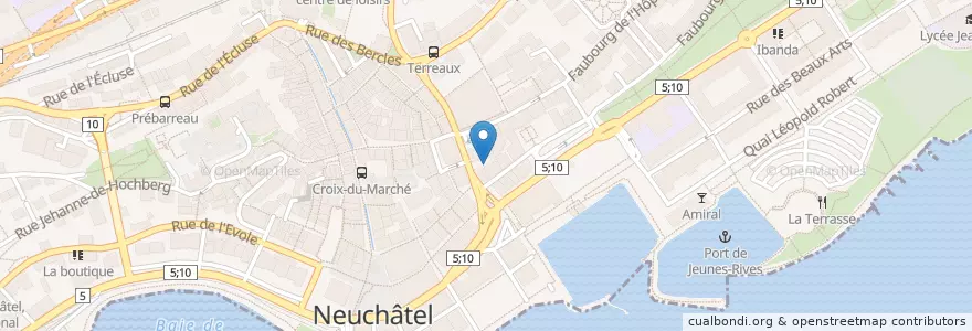 Mapa de ubicacion de Neuchâtel Centre Ville en Швейцария, Невшатель, Lac De Neuchâtel (Ne), Neuchâtel.