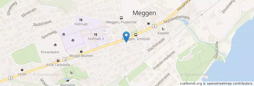 Mapa de ubicacion de Meggen Schlössli-Parkplatz en Schweiz/Suisse/Svizzera/Svizra, Luzern, Meggen.