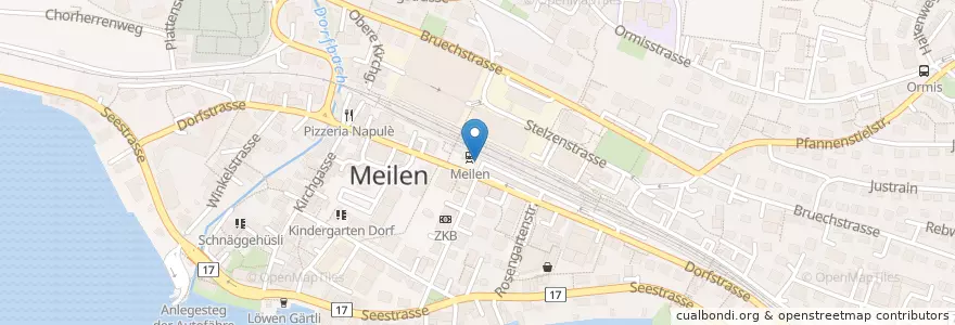 Mapa de ubicacion de Meilen Bahnhof en Schweiz, Zürich, Bezirk Meilen, Meilen.
