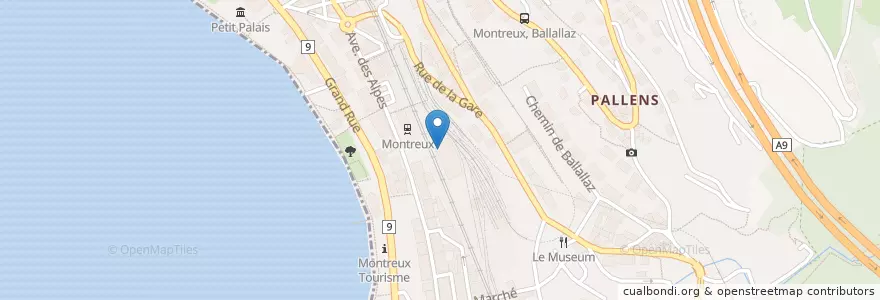 Mapa de ubicacion de Montreux Gare / Place de la Gare en 瑞士, Vaud, District De La Riviera-Pays-D’Enhaut, Montreux.