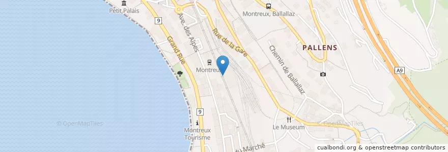 Mapa de ubicacion de Montreux Gare en Zwitserland, Waadland, District De La Riviera-Pays-D’Enhaut, Montreux.