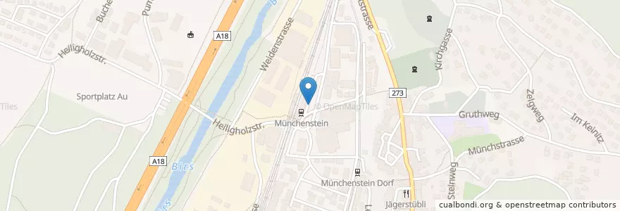 Mapa de ubicacion de Münchenstein Bahnhof en Schweiz/Suisse/Svizzera/Svizra, Basel-Landschaft, Bezirk Arlesheim, Münchenstein.